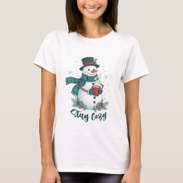 Stay Cozy Winter Snowman With Hot Cocoa Tシャツ