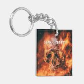 Stay Creepy. Flaming skull in space キーホルダー (正面左)