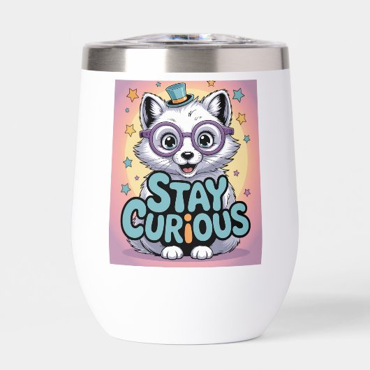 Stay Curious – Cute Cartoon Fox with Glasses  (正面)