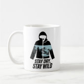 Stay Dry Stay Wild Outdoor Adventure Quote コーヒーマグカップ (左)