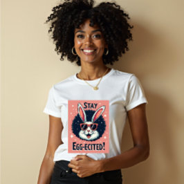 Stay Egg-exited!:レトロイースターバニービベス トライブレンドＴシャツ