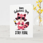 Stay Feral Galentines Raccoon Card カード (黄色い花)