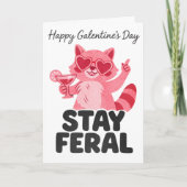 Stay Feral Galentines Raccoon Card カード (正面)