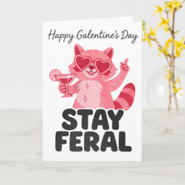 Stay Feral Galentines Raccoon Card カード
