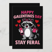 Stay Feral Galentines Raccoon Card シーズンカード (正面/裏面)
