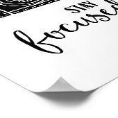 Stay Focusヴィンテージカメラやる気を起こさせる引用文 ポスター (角)