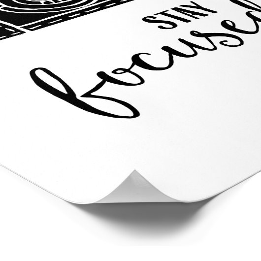 Stay Focusヴィンテージカメラやる気を起こさせる引用文 ポスター (角)