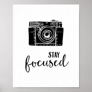 Stay Focusヴィンテージカメラやる気を起こさせる引用文 ポスター