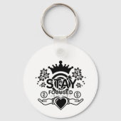 Stay Focused – クラウンやる気を起こさせるとハートグラフィック キーホルダー (正面)