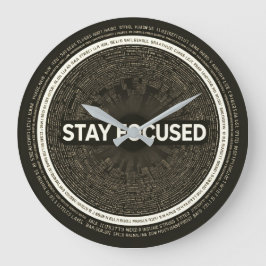 Stay Focused Motivational Wall Clock – Inspiration ラージ壁時計
