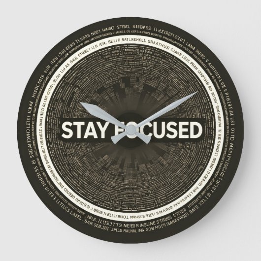 Stay Focused Motivational Wall Clock – Inspiration ラージ壁時計 (正面)