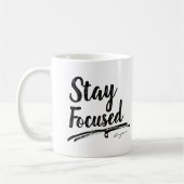 STAY FOCUSED Work Officeタイポグラフィ パーソナライズされた コーヒーマグカップ (左)