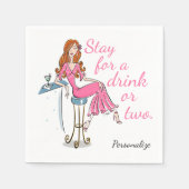 Stay for a drink or 2パーソナライズされた Napkins スタンダードカクテルナプキン (正面)