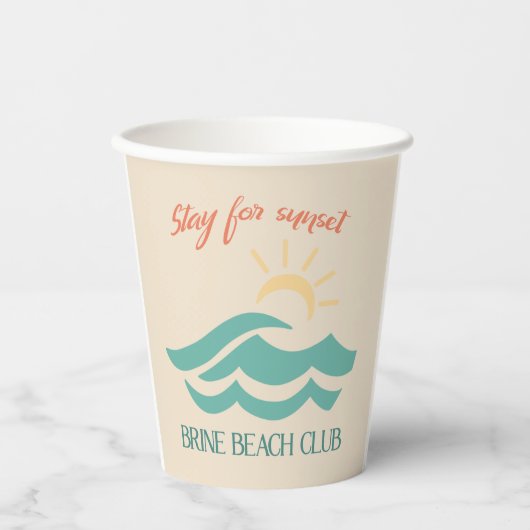 Stay for Sunset Brine Beach Club Cups 紙コップ (正面)