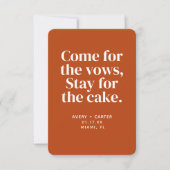 Stay for the Cake おもしろい Wedding Save the Date 招待状 (正面)