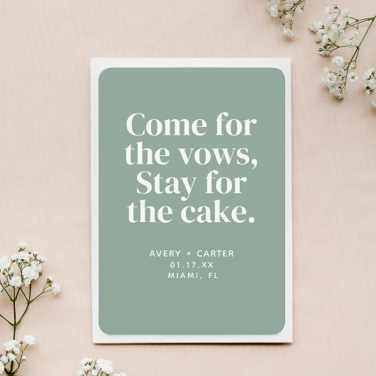 Stay for the Cake おもしろい Wedding Save the Date 招待状