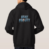 Stay Frosty - ふわふわの編み物ヤーンチャリティーデザイン パーカ (裏面)