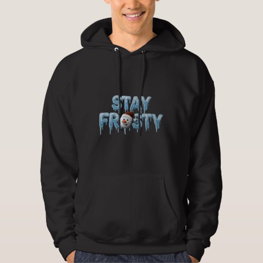 Stay Frosty - ふわふわの編み物ヤーンチャリティーデザイン パーカ (正面)