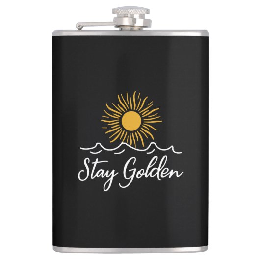 Stay Golden"フラスコお洒落-, スタイリッシュ & Uplifting フラスク (正面)