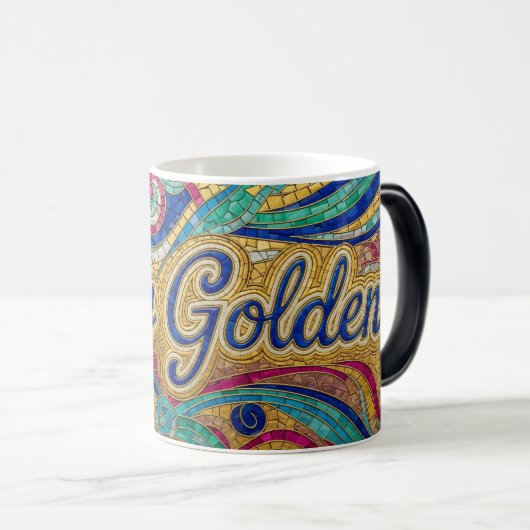 Stay Golden mosaic color morphing ceramic mug モーフィングマグカップ (正面右)
