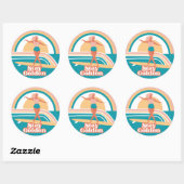 Stay Golden Retro Surf Sticker Coastal Boho Beach  ラウンドシール (シート)