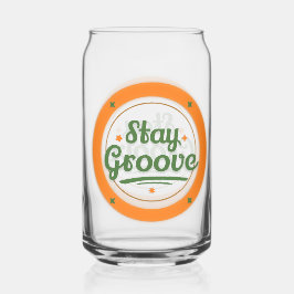 "Stay Groovy"レトロデザイン飲みガラス ガラス缶