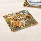 STAY GROOVY | 動物好き | ボヘミア スクエアペーパーコースター (アングル)