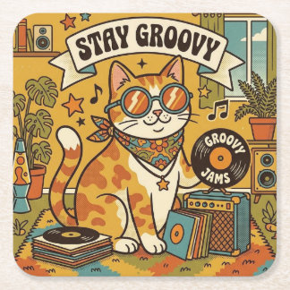 STAY GROOVY | 動物好き | ボヘミア スクエアペーパーコースター