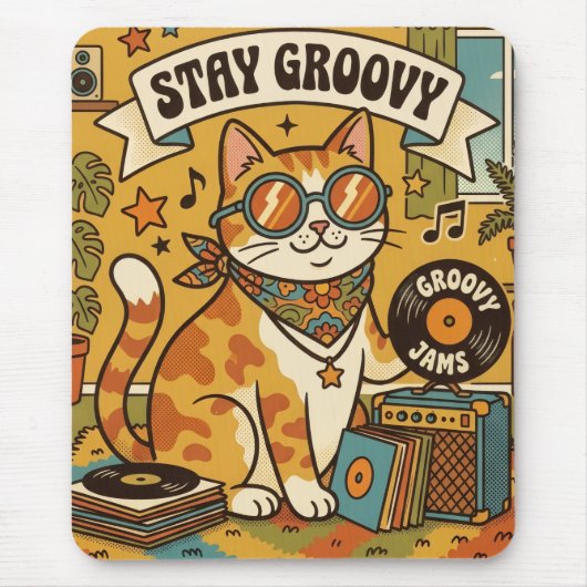 STAY GROOVY | 動物好き | ボヘミア マウスパッド (正面)