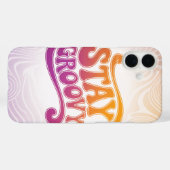 Stay Groovy Pink Purple Retro Phone Case Case-Mate iPhoneケース (裏面 (横))