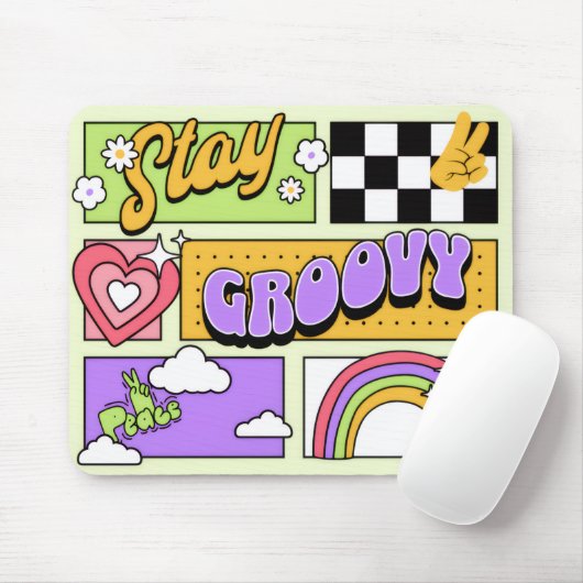 Stay Groovy Retro Aesthetic マウスパッド (マウス)