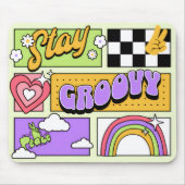 Stay Groovy Retro Aesthetic マウスパッド (正面)