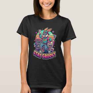 Stay Groovy Retro Easter Bunny Women’s T-Shirt Tシャツ