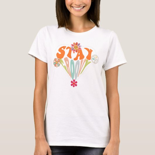 Stay Groovy Retro Hippie Tシャツ (正面)