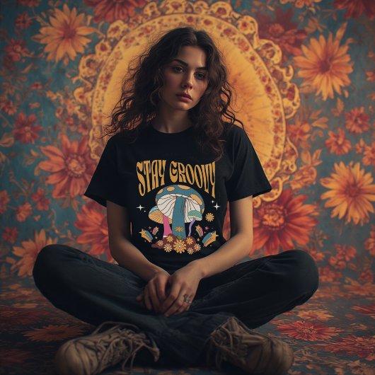 Stay Groovy Retro Mushroom Aesthetic | 70s retro Tシャツ