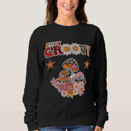 Stay Groovy Retro Mushroom & Daisy Flower Vintage  スウェットシャツ