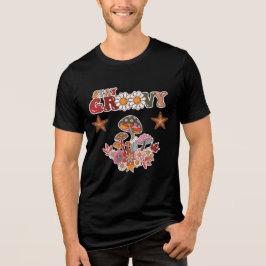 Stay Groovy Retro Mushroom & Daisy Flower Vintage  トライブレンドＴシャツ