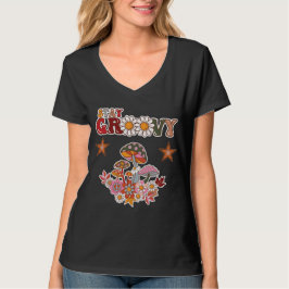 Stay Groovy Retro Mushroom & Daisy Flower Vintage  Tシャツ