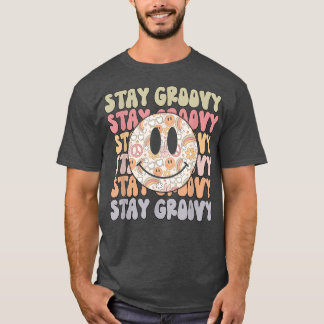 Stay GroovyRetro Happy Face Piece Hippie Boho Rain Tシャツ