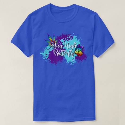 Stay High Rainbow Butterfly Paint Splat Tシャツ (デザイン正面)