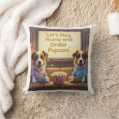 Stay Home and Order Pupcorn Cartoon dogs クッション (ブランケット)