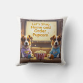 Stay Home and Order Pupcorn Cartoon dogs クッション (裏面)