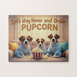 Stay Home and Order Pupcorn Cartoon dogs ジグソーパズル
