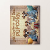 Stay Home and Order Pupcorn Cartoon dogs ジグソーパズル (縦)