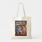 Stay Home and Order Pupcorn Cartoon dogs トートバッグ (裏面)