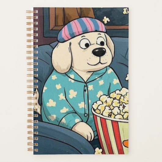 Stay Home and Order Pupcorn Cartoon dogs プランナー手帳 (正面)