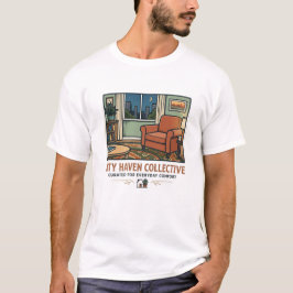 Stay Home Club - Cozy Living Room T-Shirt - Cat Ar Tシャツ