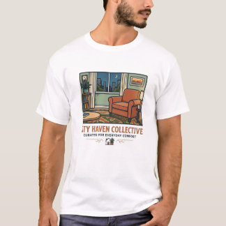 Stay Home Club - Cozy Living Room T-Shirt - Cat Ar Tシャツ