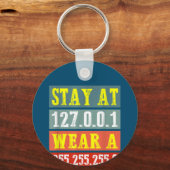 Stay Home Engineersおよびコーディング衣服用ギークマスク キーホルダー (正面)
