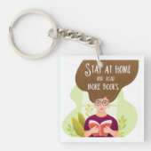 Stay Home Read More Books Book Lover キーホルダー (正面)